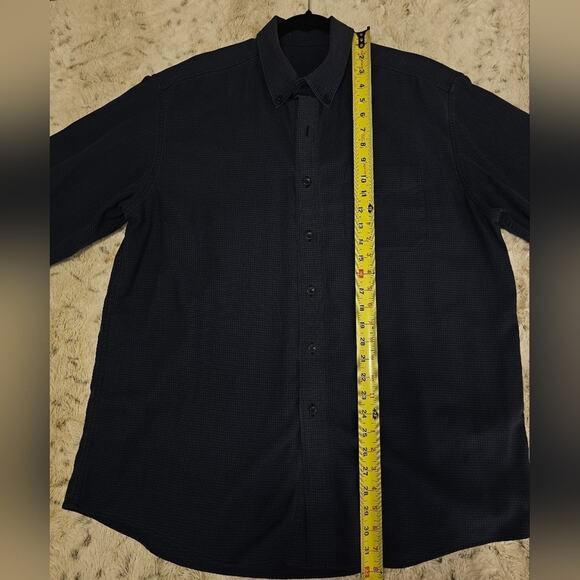 LL Bean Men's Collared Button Up Cotton Shirt Blue & Black XL - Picture 11 of 12